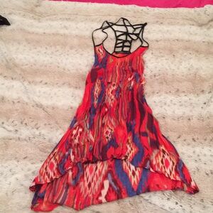 Millau Red and Blue Backless Dress